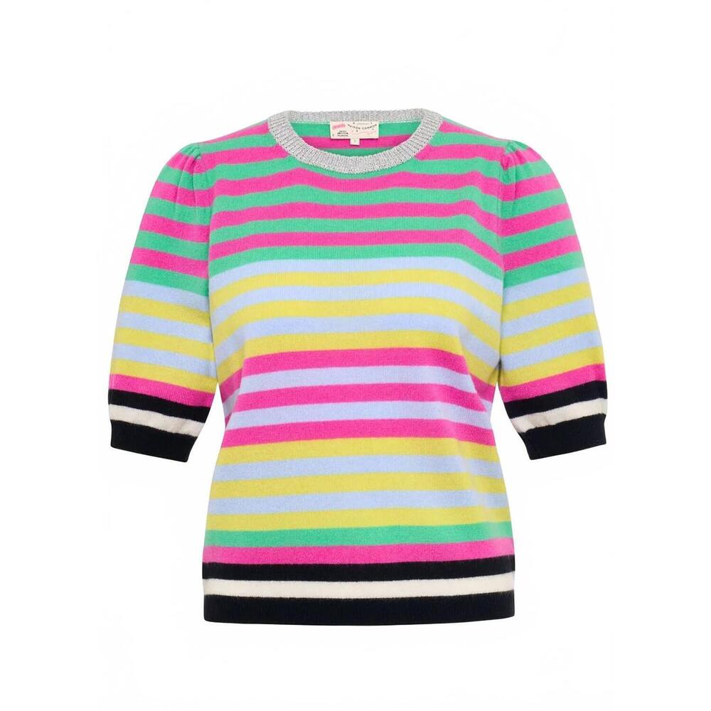 NEW MAISON COMMON women's short sleeve stripe pullover sweater in multi